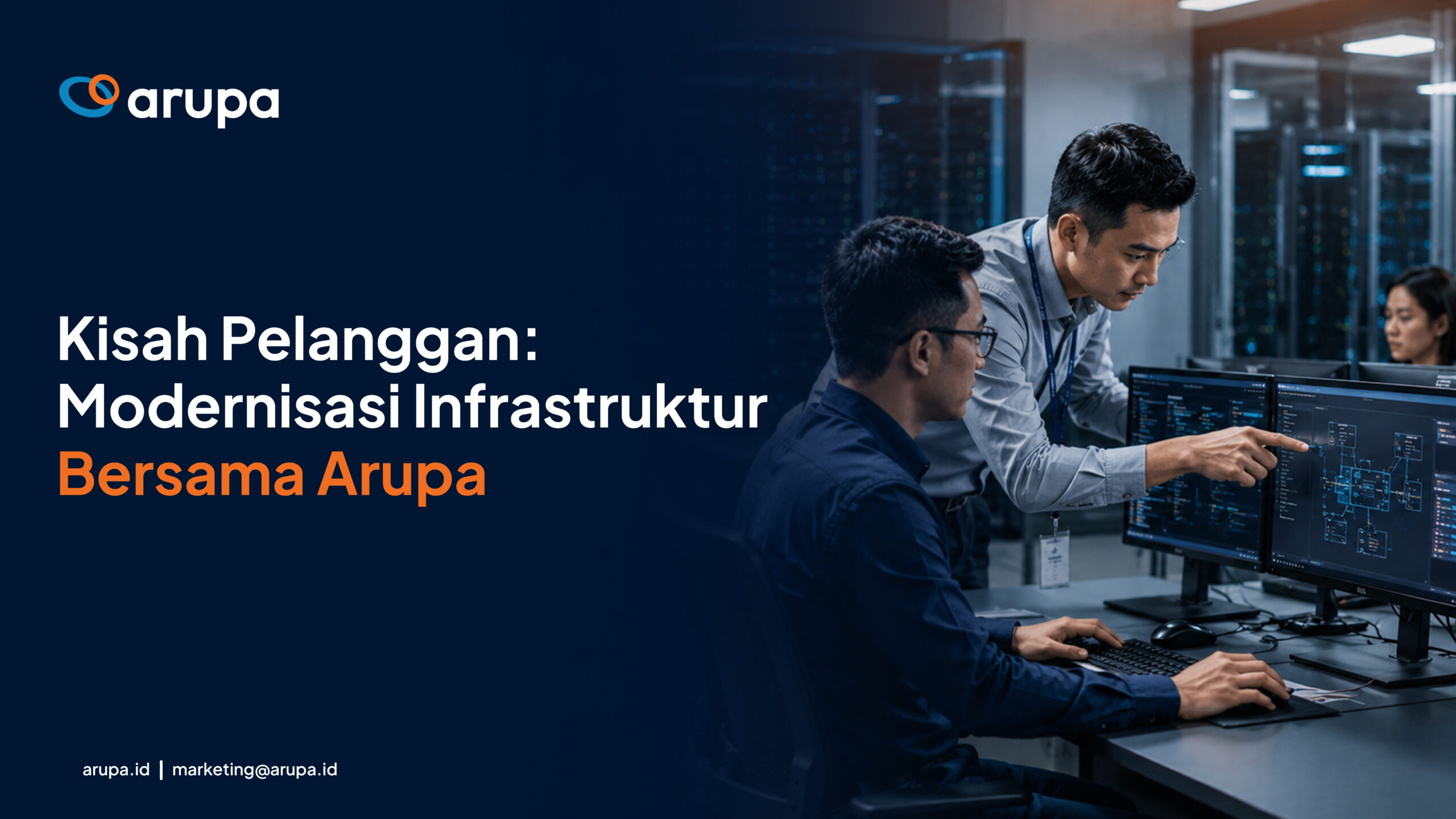 Ilustrasi kisah pelanggan modernisasi infrastruktur IT bersama Arupa Cloud