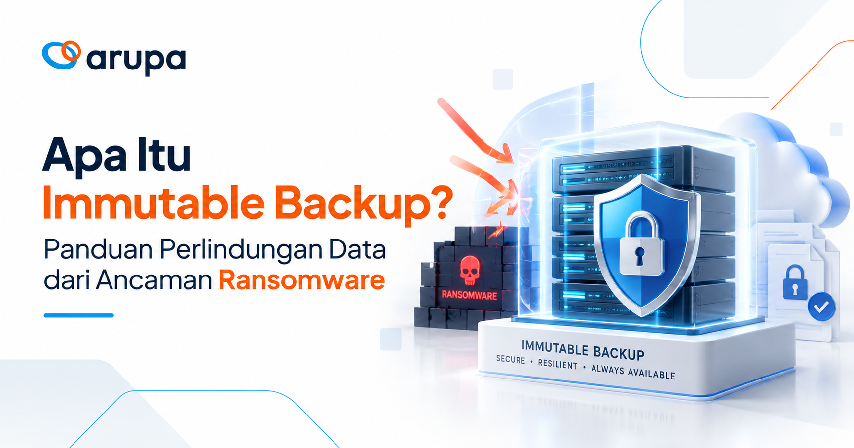 Ilustrasi immutable backup untuk melindungi data dari ancaman ransomware