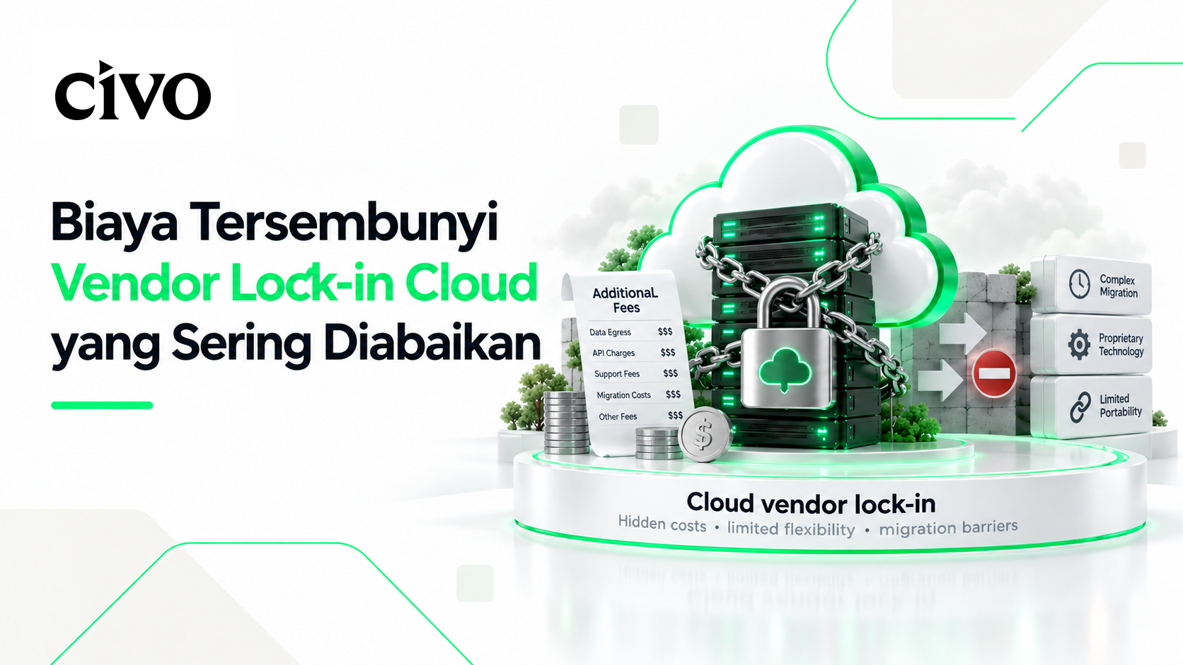 Ilustrasi biaya tersembunyi vendor lock-in cloud yang perlu diperhatikan bisnis