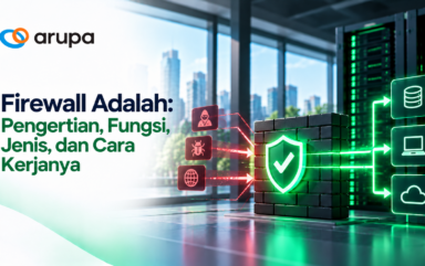 Ilustrasi firewall sebagai sistem keamanan jaringan untuk melindungi data perusahaan