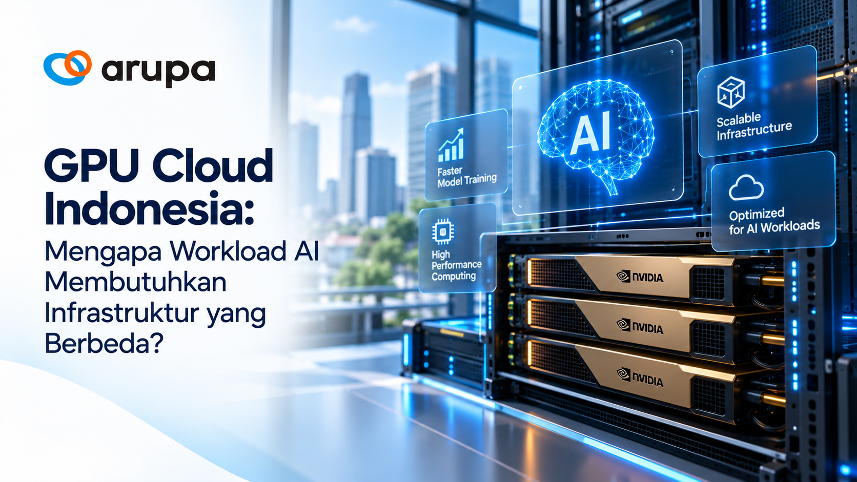 Ilustrasi GPU Cloud Indonesia untuk menjalankan workload AI, machine learning, dan inference