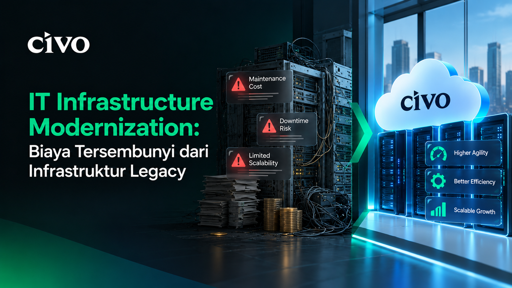 Ilustrasi IT Infrastructure Modernization dan biaya tersembunyi infrastruktur legacy